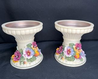 2 Artisan Flair Pedestal Pillar Candle Holders