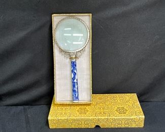 VTG Blue & White Porcelain handle Magnifying Glass