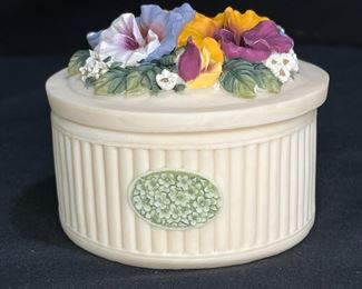 Artisan Flair Pansy Trinket Box & Napkin Holder