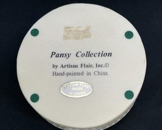 Artisan Flair Pansy Trinket Box & Napkin Holder