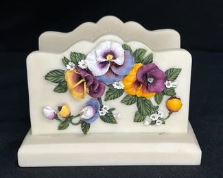 Artisan Flair Pansy Trinket Box & Napkin Holder