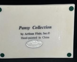 Artisan Flair Pansy Trinket Box & Napkin Holder