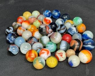52 Vintage Glass & Clay Marbles
