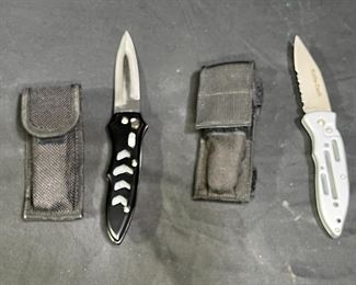 2 Stainless Steel Assisted Open knives w/ sheath