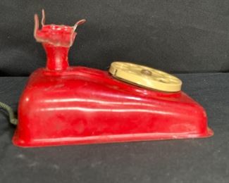 VTG 1940's Red Metal Toy Telephone