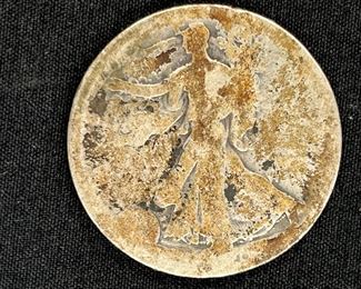 Very Worn Walking Liberty Half Dollar
