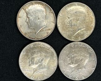 Four Kennedy Half Dollars