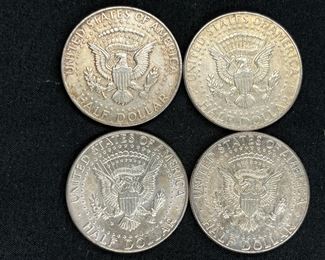 Four Kennedy Half Dollars