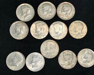 Twelve Kennedy Half Dollars