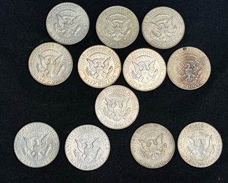 Twelve Kennedy Half Dollars