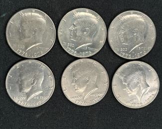 Six Kennedy 1776-1976 Bicentennial Half Dollars