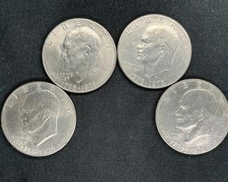 Four Bicentennial Eisenhower Dollars