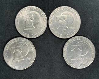 Four Bicentennial Eisenhower Dollars