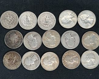 15 Pre-1964 Washington Quarters