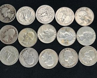 15 Pre-1964 Washington Quarters