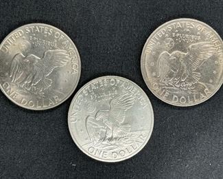 Three 1971 Eisenhower Silver Dollars