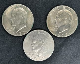 Three Eisenhower Silver Dollars