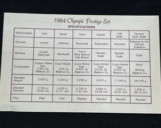 United States 1984 Olympic Prestige Proof Set