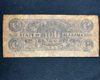 State of Alabama $100 Confederate Treasury Note
