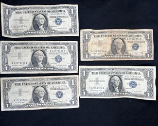 Five $1 Silver Certificate 1957A