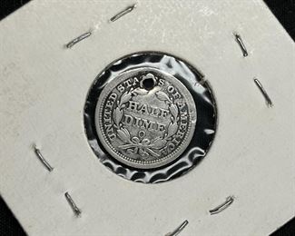 1886 Seated Liberty Half Dime with hole