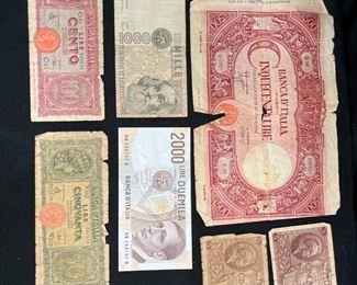 7 Vintage Italian Banknotes
