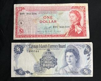2 Vintage Island Nation Banknotes