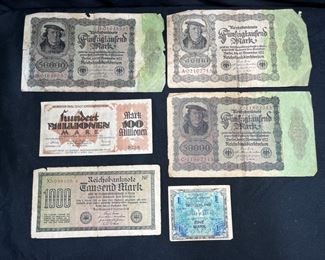 6 VTG & Antique German Banknotes