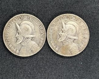 1933 & 1934 Panama 1/4 Balboa World Coin