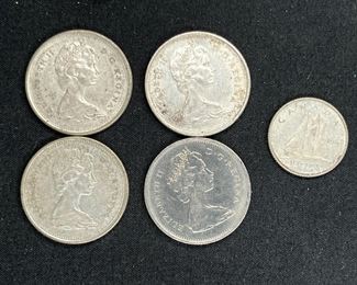 Five Silver 1965 & 1968 Canadian Coins