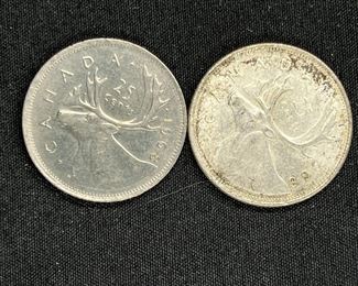 Five Silver 1965 & 1968 Canadian Coins