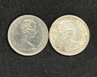 Five Silver 1965 & 1968 Canadian Coins