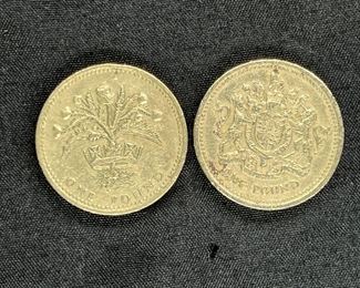2 Queen Elizabeth II One Pound Coins