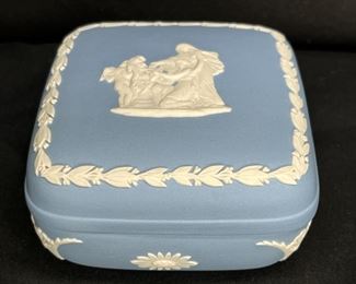 Blue Jasperware Square Trinket Box with Lid