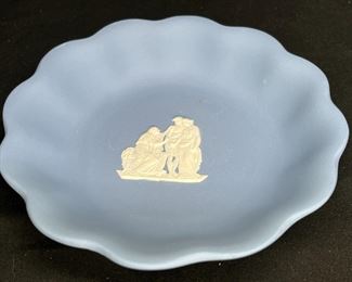 Blue Jasperware Scalloped Compote Dish