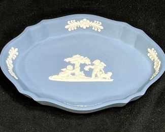 Blue Jasperware Oval Trinket Tray
