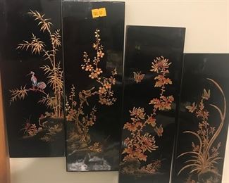 4 individual lacquered plaques $25 each