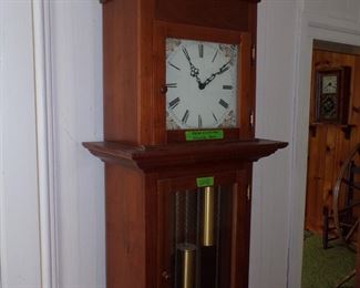 Mason& Sullivan walnut case grandfather floor clock. Keeping time at time of listing. Chime needs adjustments and/or cleaning as it is not working.
