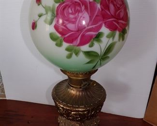 Hand painted globe parlor lamp