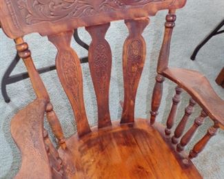 Pine pressed back rocker
