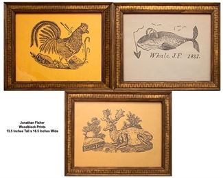 641 Set of 3 Jonathan Fisher Woodblock Prints 