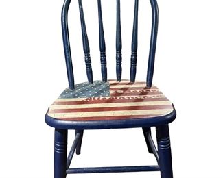 Vintage Folk Painted Patriotic Doll/Child's Chair