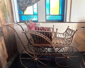 Victorian Antique Wicker Baby Carriage