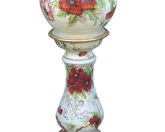 Limoges Hand Painted Porcelain Jardiniere and Pedestal