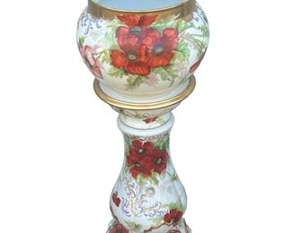 Limoges Hand Painted Porcelain Jardiniere and Pedestal Pic 3