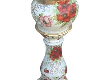 Limoges Hand Painted Porcelain Jardiniere and Pedestal Pic 4