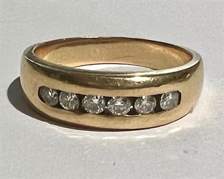 14K Gold Anniversary Ring with Channel Set Diamonds 