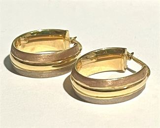 14K Tri-Colored Gold Italian Earrings