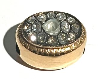 Slide with Rose Cut Diamonds and Enamel on Reverse