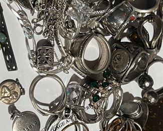 Several Giant Tray Lots of Sterling Silver